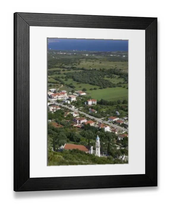 Framed Print : GREECE, Ionian Islands, KEFALONIA, Travliata: Agios Giorgios Castle view of Lower Town