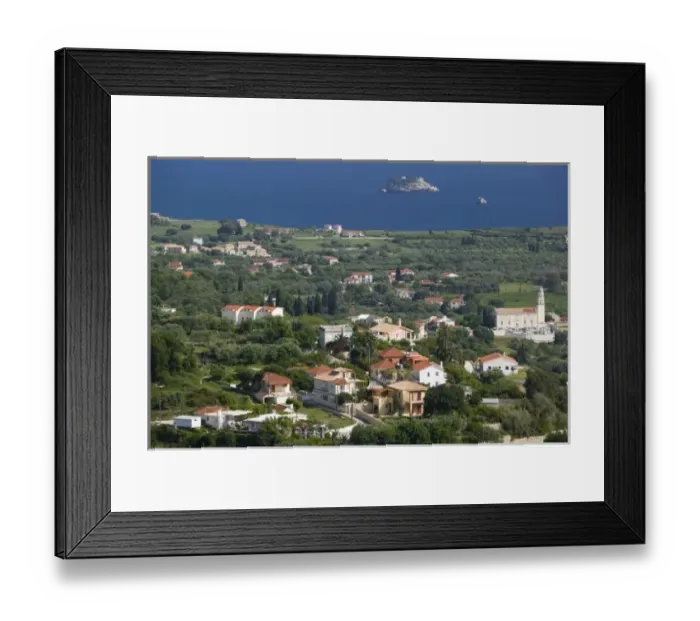 Framed Print : GREECE, Ionian Islands, KEFALONIA, Lakithra: SW Coastal Town View Framed Print : GREECE, Ionian Islands, KEFALONIA, Lakithra: SW Coastal Town View