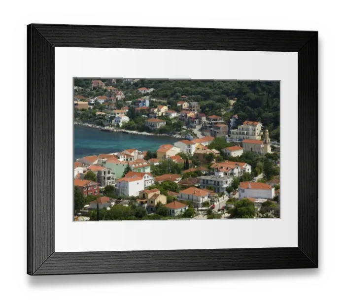 Framed Print : GREECE, Ionian Islands, KEFALONIA, Agia Efymia: Town View on Efymia Bay