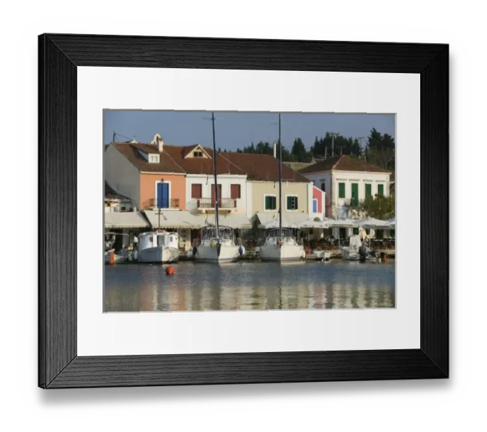 Framed Print : GREECE, Ionian Islands, KEFALONIA, Fiskardo: Yacht Harbor, Afternoon View