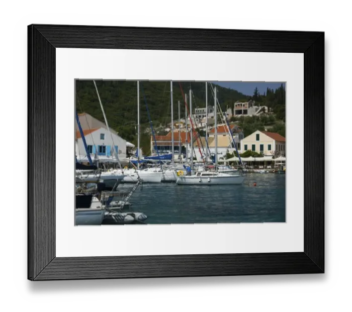 Framed Print : GREECE, Ionian Islands, KEFALONIA, Fiskardo: Yacht Harbor View