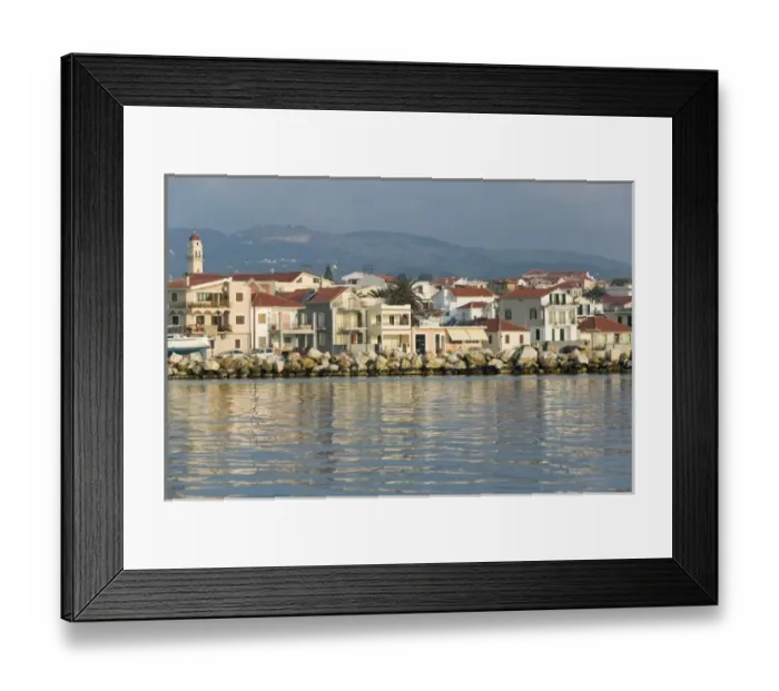 Framed Print : GREECE, Ionian Islands, KEFALONIA, Lixouri: Lixouri Waterfront