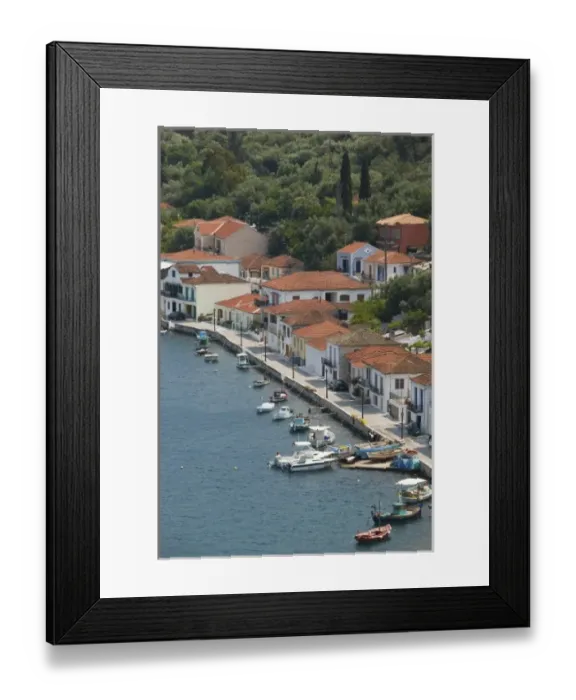 Framed Print : GREECE, Ionian Islands, ITHAKI (Ithaca), Vathy: Ithakis Main Town, Overview Framed Print : GREECE, Ionian Islands, ITHAKI (Ithaca), Vathy: Ithakis Main Town, Overview