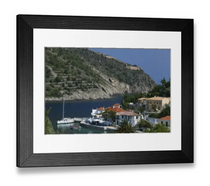 Framed Print : GREECE, Ionian Islands, KEFALONIA, Assos: Morning View of the Port Framed Print : GREECE, Ionian Islands, KEFALONIA, Assos: Morning View of the Port