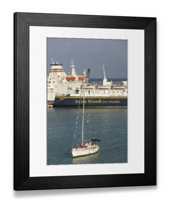 Framed Print : GREECE, Ionian Islands, ZAKYNTHOS: Yacht and Island Ferries