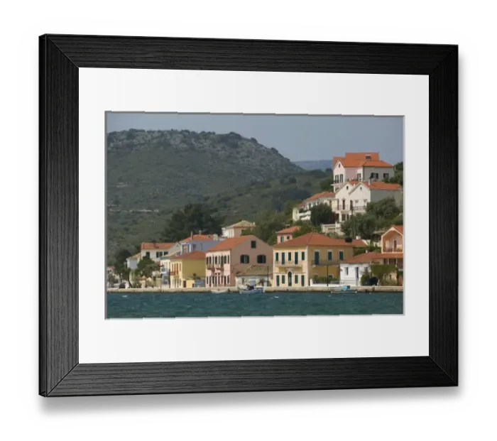 Framed Print : GREECE, Ionian Islands, ITHAKI (Ithaca), Vathy: Ithakis Main Town, Overview Framed Print : GREECE, Ionian Islands, ITHAKI (Ithaca), Vathy: Ithakis Main Town, Overview