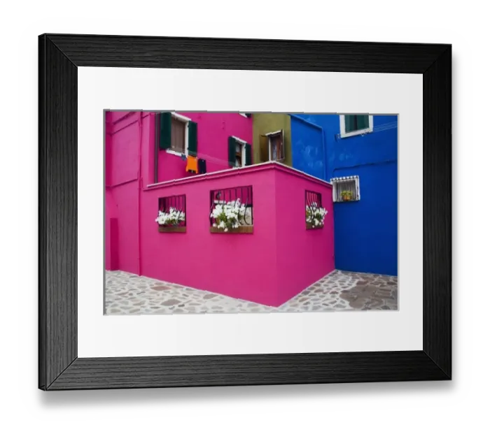 Framed Print : Island of Burano, Burano, Italy. Colorful Burano City homes Framed Print : Island of Burano, Burano, Italy. Colorful Burano City homes