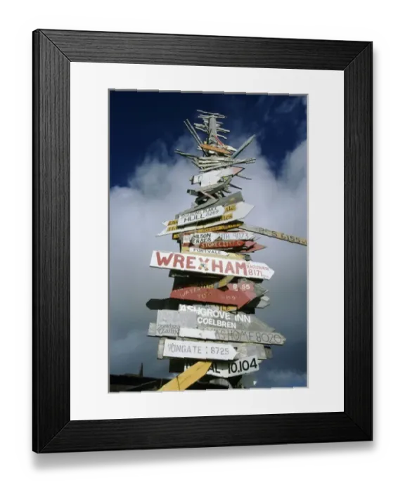 Framed Print : Falkland Islands, Port Stanley, main community, signs with mileage to distant places