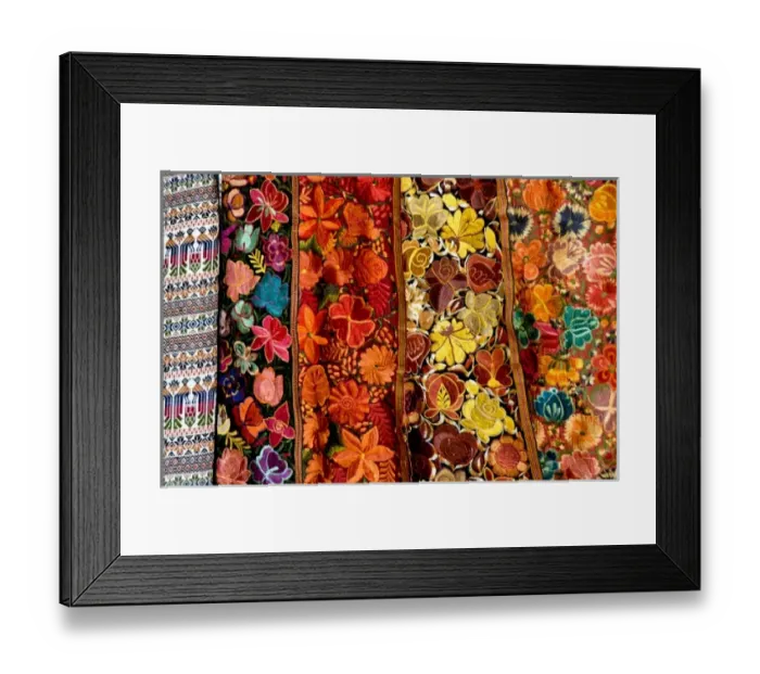 Framed Print : Bright floral tapestries for sale in Hopkins, Belize