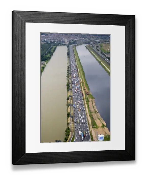 Framed Print : Aerial view of traffic on a highway in Sao Paulo, Brazil Framed Print : Aerial view of traffic on a highway in Sao Paulo, Brazil