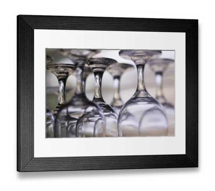 Framed Print : wine glasses at resort bar, Turneffe Caye, Belize (RF) Framed Print : wine glasses at resort bar, Turneffe Caye, Belize (RF)