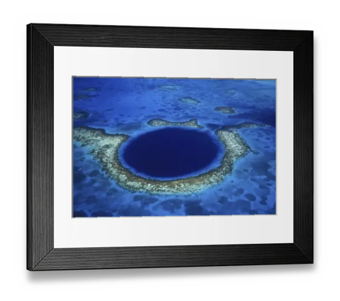 Framed Print : Aerial view of the Blue Hole, Lighthouse Reef, Belize, Central America Framed Print : Aerial view of the Blue Hole, Lighthouse Reef, Belize, Central America