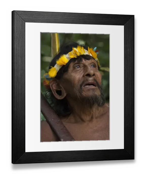 Framed Print : Huaorani Indian, Gabaro Community. Yasuni National Park, Amazon rainforest, Ecuador