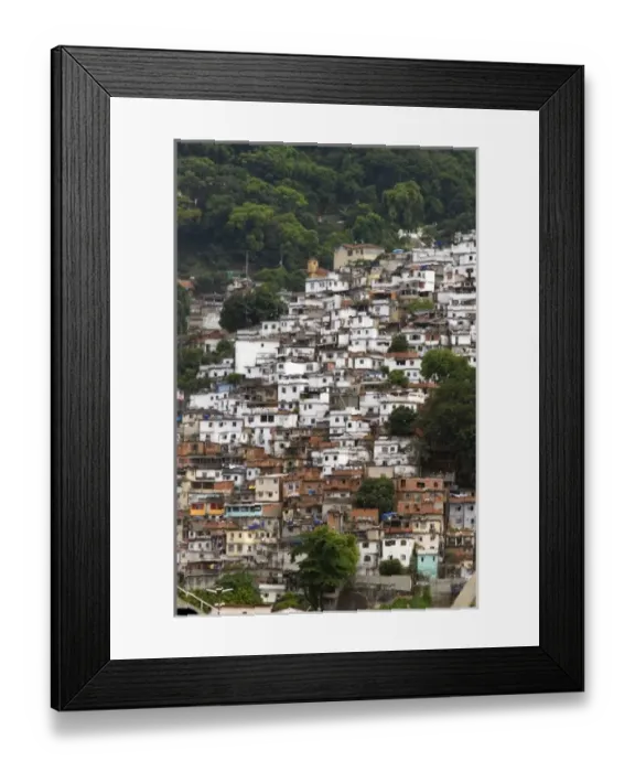 Framed Print : Hillside favela in Rio de Janeiro, Brazil. These slums are home to thousands of poor
