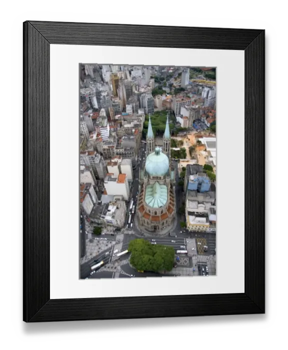 Framed Print : Aerial view of the Sao Paulo Municipal Cathedral in Brazil
