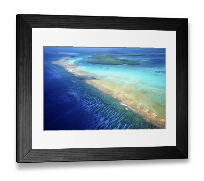Framed Print : Aerial view of Barrier Reef, Belize, Central America