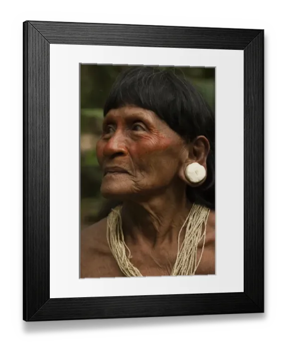 Framed Print : Huaorani Indian woman, Dabe Baiwa, with achiote face paint. Gabaro Community. Yasuni National Park Framed Print : Huaorani Indian woman, Dabe Baiwa, with achiote face paint. Gabaro Community. Yasuni National Park