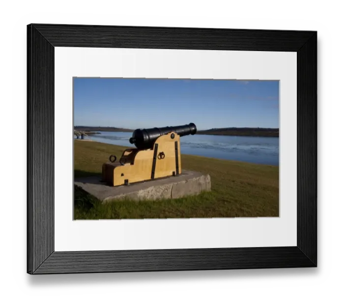 Framed Print : Falkland Island, Stanley (aka Port Stanley). Historic canons in Stanley harbor