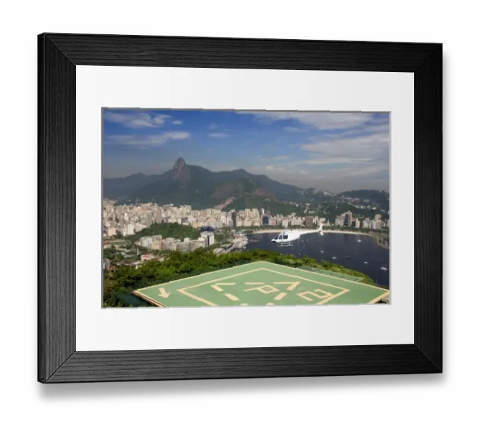 Framed Print : Helicopter pad on top of Sugarloaf Peak in Rio de Janeiro, Brazil Framed Print : Helicopter pad on top of Sugarloaf Peak in Rio de Janeiro, Brazil