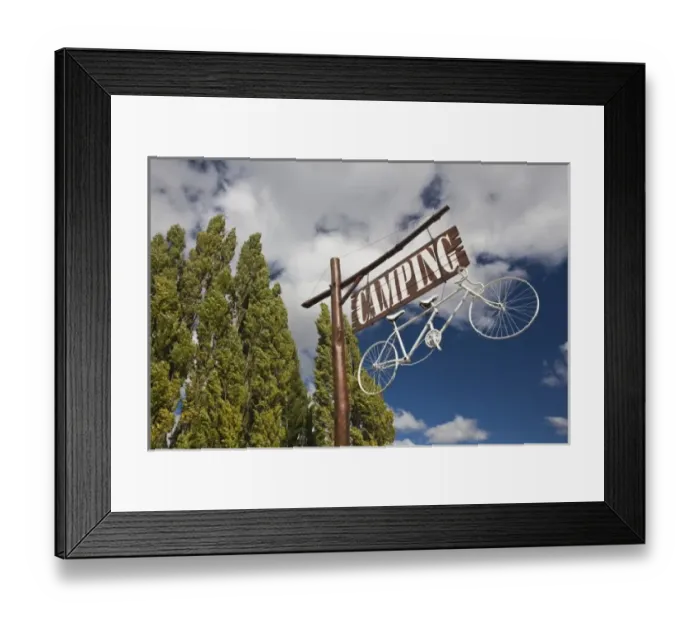 Framed Print : Argentina, Rio Negro Province, El Foyel. Roadside camping sign Framed Print : Argentina, Rio Negro Province, El Foyel. Roadside camping sign