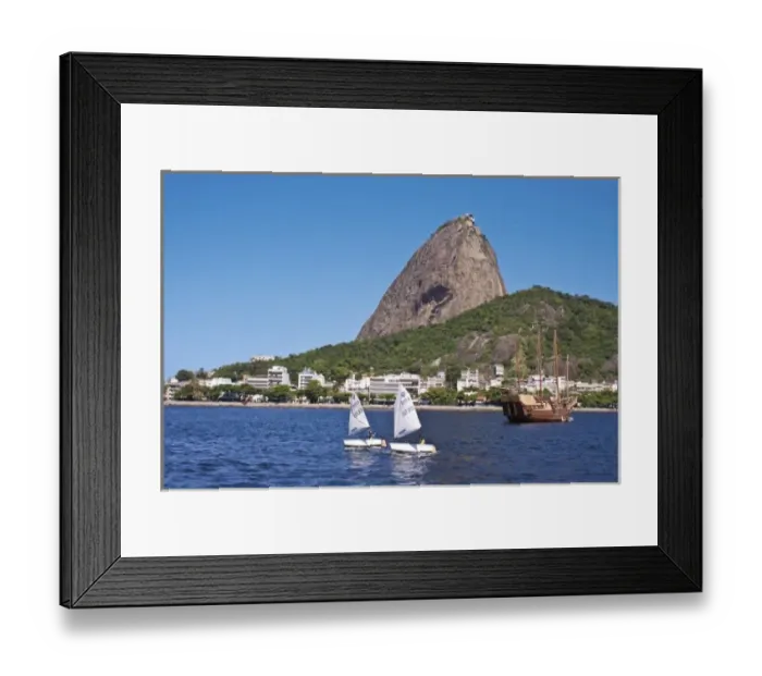 Framed Print : Rio de Janeiro, Brazil, View of Sugar Loaf Mountain by boat in Botafogo Bay. Two Framed Print : Rio de Janeiro, Brazil, View of Sugar Loaf Mountain by boat in Botafogo Bay. Two