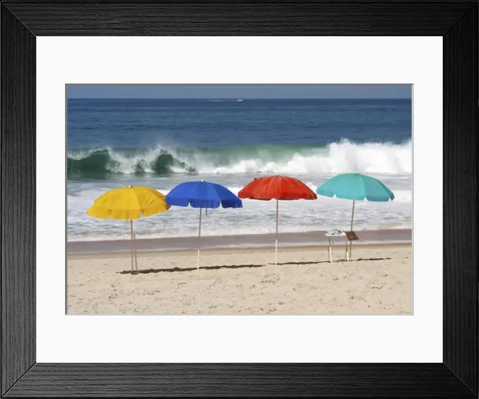 Framed Print : Brazil, Rio de Janeiro- Sao Conrado beach - beach umbrellas Framed Print : Brazil, Rio de Janeiro- Sao Conrado beach - beach umbrellas