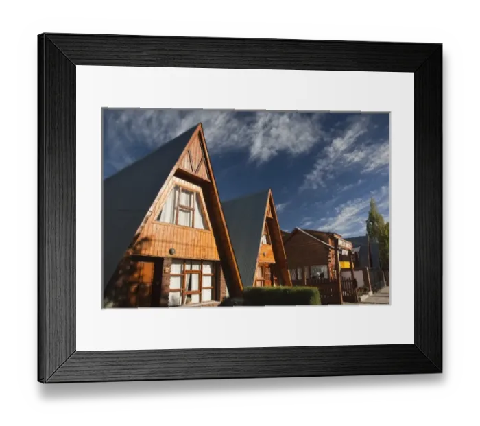 Framed Print : Argentina, Chubut Province, Esquel. A-frame houses Framed Print : Argentina, Chubut Province, Esquel. A-frame houses