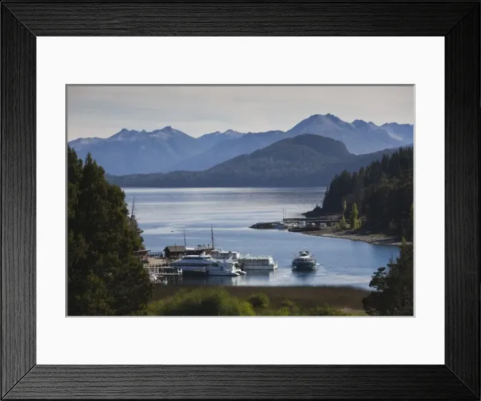 Framed Print : Argentina, Rio Negro Province, Llao Llao. Lake Nahuel Huapi tourboats, Puerto Panuelo Framed Print : Argentina, Rio Negro Province, Llao Llao. Lake Nahuel Huapi tourboats, Puerto Panuelo