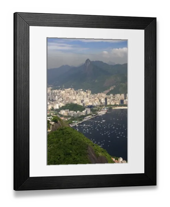 Framed Print : View of Rio de Janeiro from a cable car on Sugarloaf Peak, Brazil