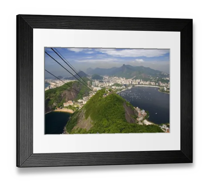 Framed Print : View of Rio de Janeiro from a cable car coming down Sugarloaf Peak, Brazil Framed Print : View of Rio de Janeiro from a cable car coming down Sugarloaf Peak, Brazil