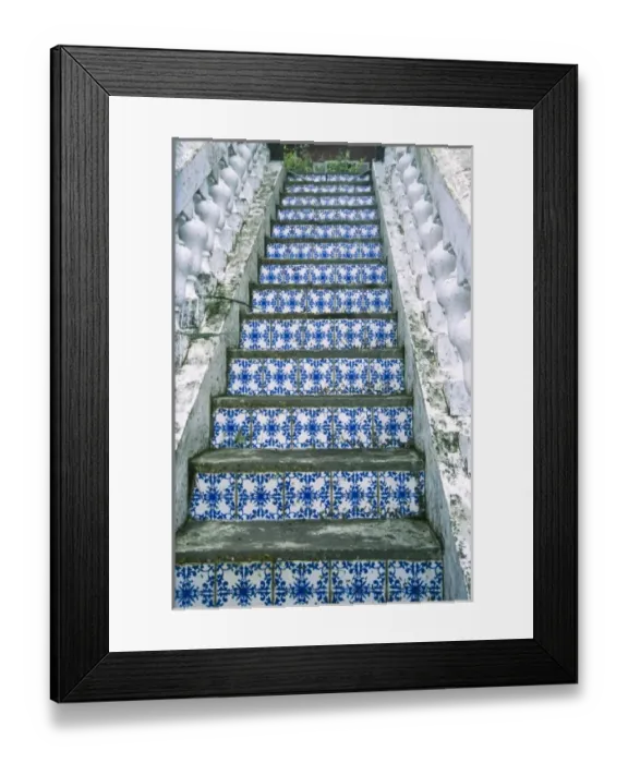 Framed Print : Brazil, Petropolis, tile decorated staircase Framed Print : Brazil, Petropolis, tile decorated staircase