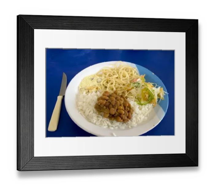 Framed Print : Typical Brazilian food consists of rice and beans with any dish, pasta is also a common item Framed Print : Typical Brazilian food consists of rice and beans with any dish, pasta is also a common item