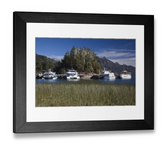 Framed Print : Argentina, Rio Negro Province, Llao Llao. Lake Nahuel Huapi tourboats, Puerto Panuelo Framed Print : Argentina, Rio Negro Province, Llao Llao. Lake Nahuel Huapi tourboats, Puerto Panuelo