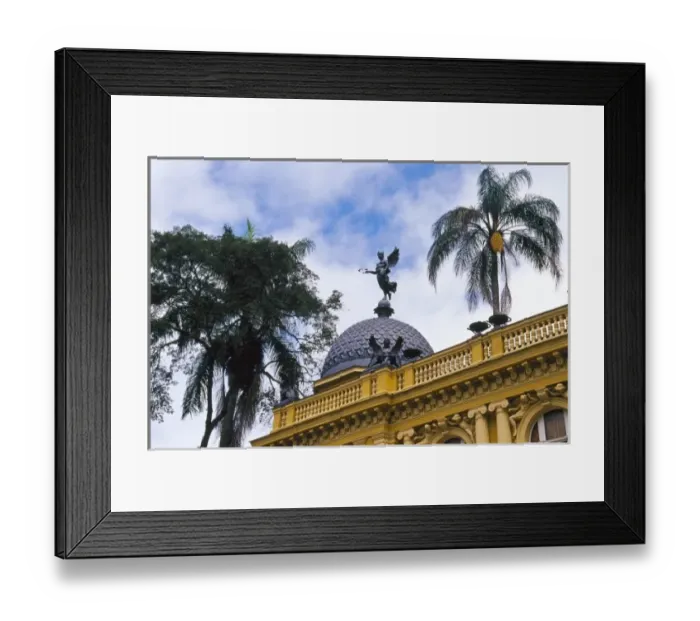 Framed Print : Brazil, Petropolis, The Imperial City, statues atop the Municipal Chamber of Petropolis