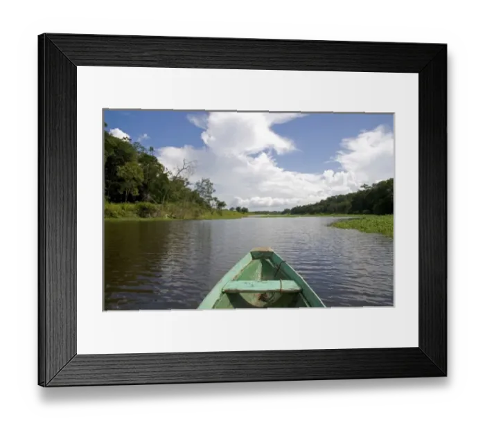 Framed Print : The bow of a dugout canoe on the Arasa River in the Amazon jungle near Manaus, Brazil Framed Print : The bow of a dugout canoe on the Arasa River in the Amazon jungle near Manaus, Brazil