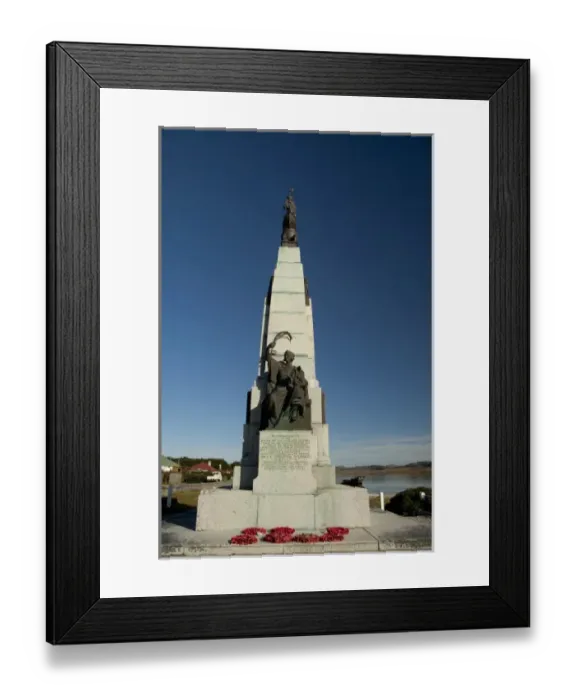 Framed Print : Falkland Island, Stanley (aka Port Stanley). Battle Memorial commemorates Navel action Framed Print : Falkland Island, Stanley (aka Port Stanley). Battle Memorial commemorates Navel action