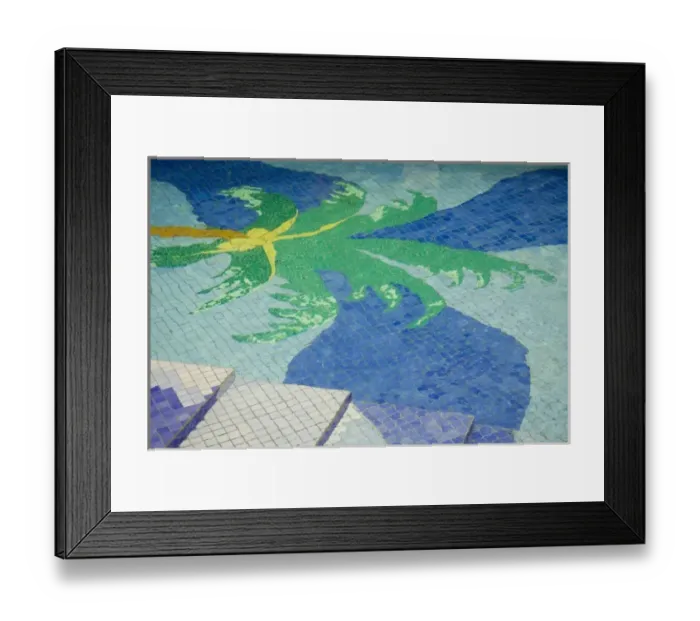 Framed Print : Swimming pool with decorative tiles of palm tree on bottom, Chabil Mar Villas, Placencia Framed Print : Swimming pool with decorative tiles of palm tree on bottom, Chabil Mar Villas, Placencia