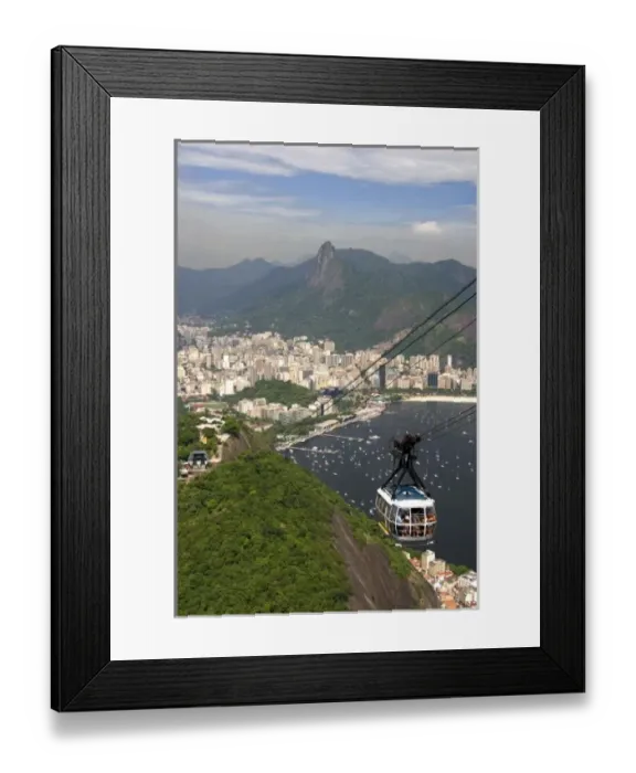 Framed Print : View of Rio de Janeiro and a cable car on Sugarloaf Peak, Brazil Framed Print : View of Rio de Janeiro and a cable car on Sugarloaf Peak, Brazil