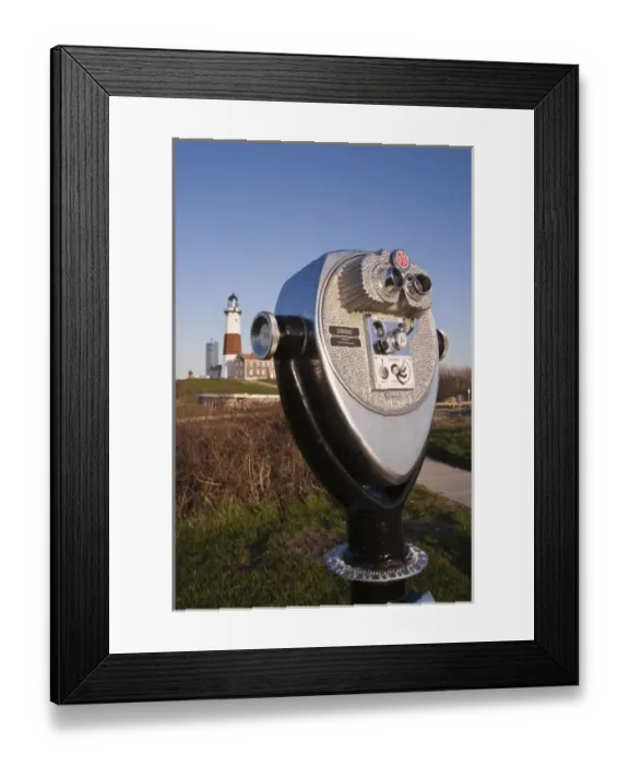 Framed Print : USA, New York, East Hampton. Montauk Point Lighthouse and binoccular, sunset Framed Print : USA, New York, East Hampton. Montauk Point Lighthouse and binoccular, sunset