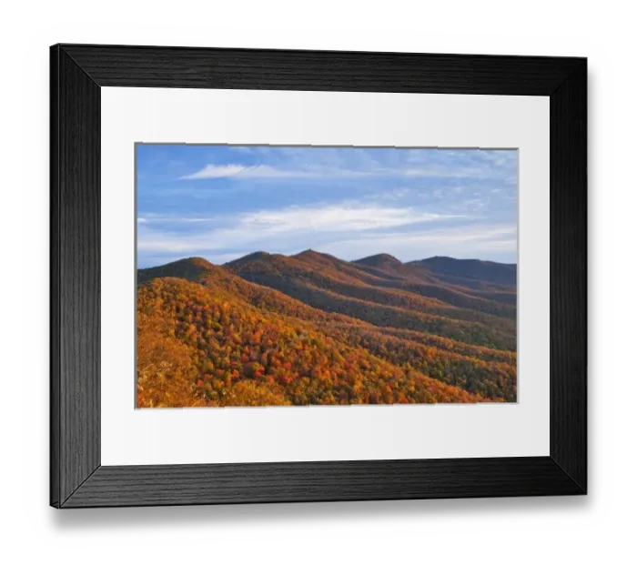 Framed Print : Looking to Mt Pisgah and the Blue Ridge Parkway at sunrise in North Carolina