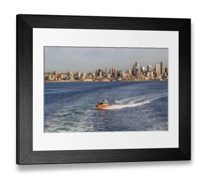 Framed Print : North America, USA, Washington, Seattle. Seattle skyline from a ferry on Elliot Bay Framed Print : North America, USA, Washington, Seattle. Seattle skyline from a ferry on Elliot Bay