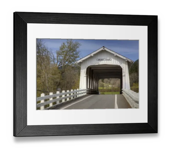 Framed Print : OR, Josephine County, Grave Creek Covered Bridge, built in 1920 Framed Print : OR, Josephine County, Grave Creek Covered Bridge, built in 1920