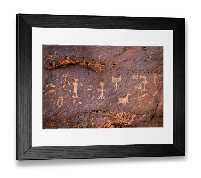 Framed Print : USA, Utah, Lake Powell. Petroglyphs from the Archaic or Ancestral Pueblo period include Framed Print : USA, Utah, Lake Powell. Petroglyphs from the Archaic or Ancestral Pueblo period include