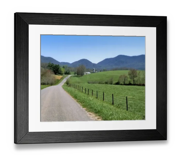 Framed Print : USA, North Carolina, Asheville. A winding road leads to an isolated farm in the hills Framed Print : USA, North Carolina, Asheville. A winding road leads to an isolated farm in the hills