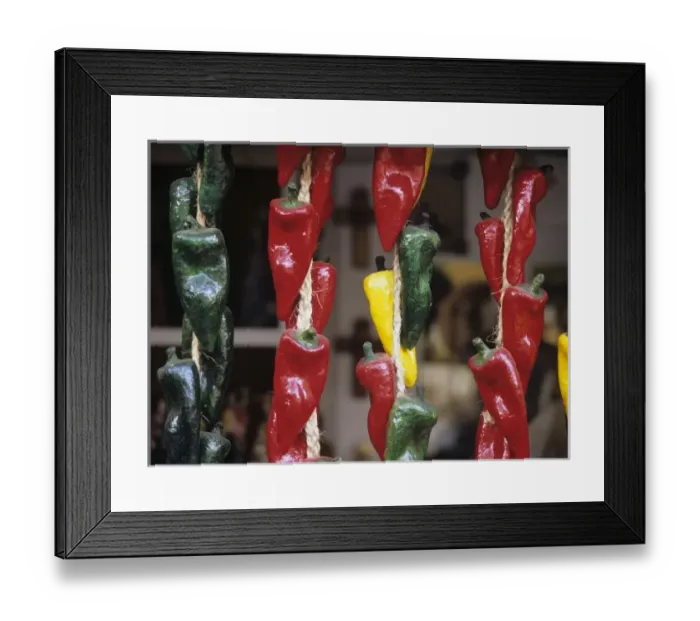 Framed Print : Colorful artificial ristras for sale in historic and charming Santa Fe, NM Framed Print : Colorful artificial ristras for sale in historic and charming Santa Fe, NM