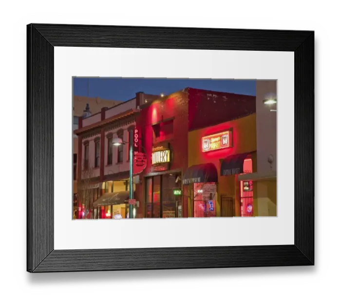 Framed Print : Central Avenue at dusk in downtown Albuquerque New Mexico on historic Route 66 Framed Print : Central Avenue at dusk in downtown Albuquerque New Mexico on historic Route 66
