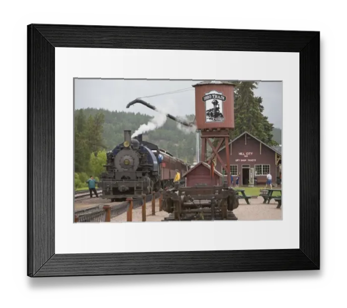 Framed Print : Historic Steam Trains depart Hill City South Dakota in the summer season Framed Print : Historic Steam Trains depart Hill City South Dakota in the summer season