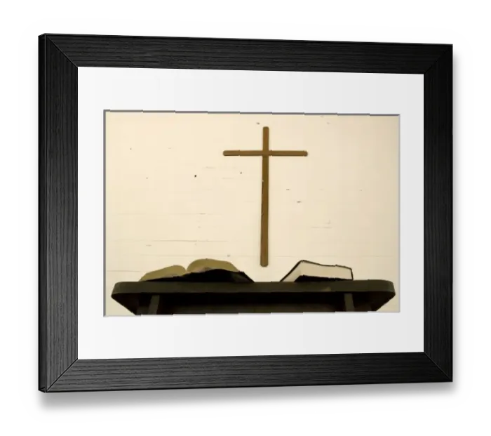 Framed Print : USA, Tennessee, Cades Cove. Close-up of cross, bible, book, and pulpit in church Framed Print : USA, Tennessee, Cades Cove. Close-up of cross, bible, book, and pulpit in church