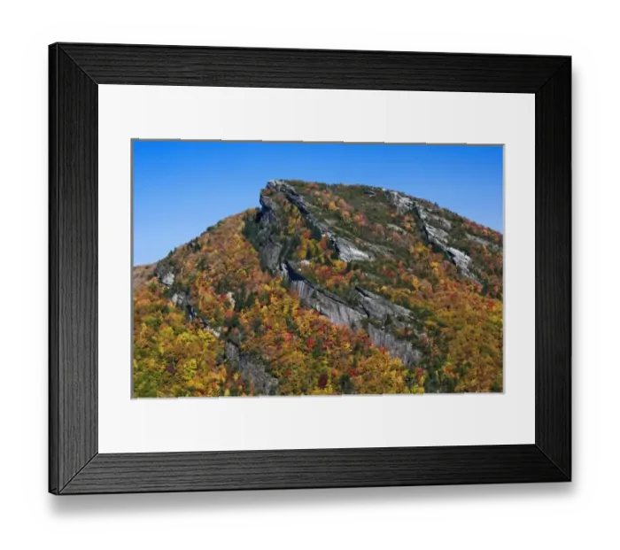 Framed Print : Autumn colors on rugged peak, Linville Gorge, Pisgah National Forest, North Carolina