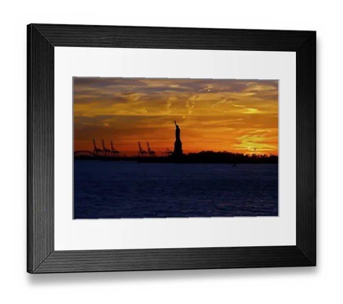 Framed Print : North America, USA, New York, New York City. The Statue of Liberty in silhouette at sunset Framed Print : North America, USA, New York, New York City. The Statue of Liberty in silhouette at sunset